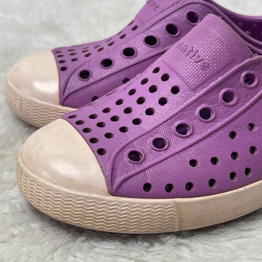 Native Kid's Purple Jefferson Rubber Washable Sneakers Slip On Shoes Size 7 - Picture 7 of 10